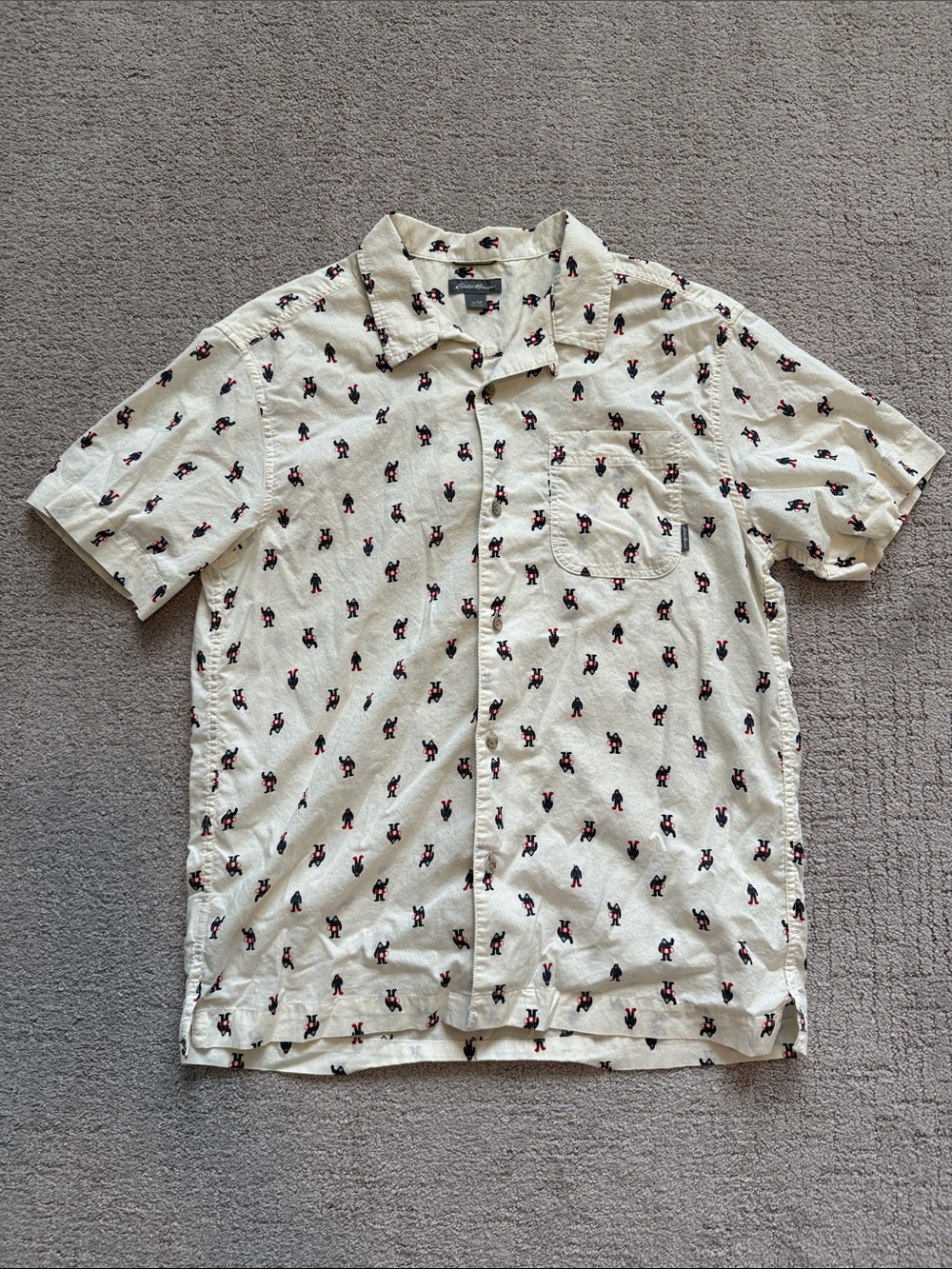 Eddie Bauer Cream Yeti Print Button-Down